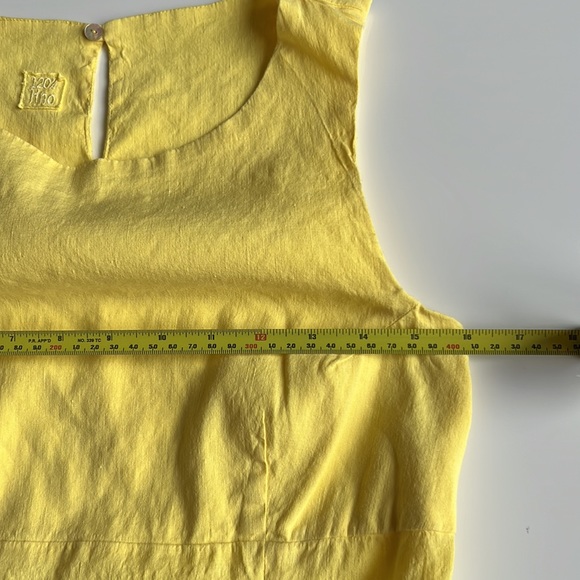 PALLADIUM MODA Yellow Linen and cotton dress by italian design 120%lino - Picture 4 of 10